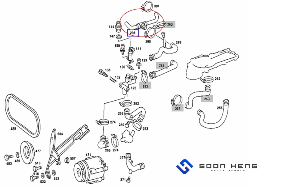 Mercedes-Benz with Engine M110 - Crankcase Breather Hose (Original MB)