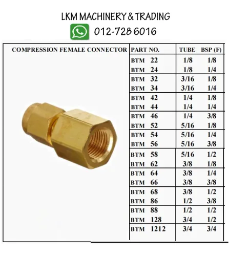 Brass Compression Female Connector(Inch)  