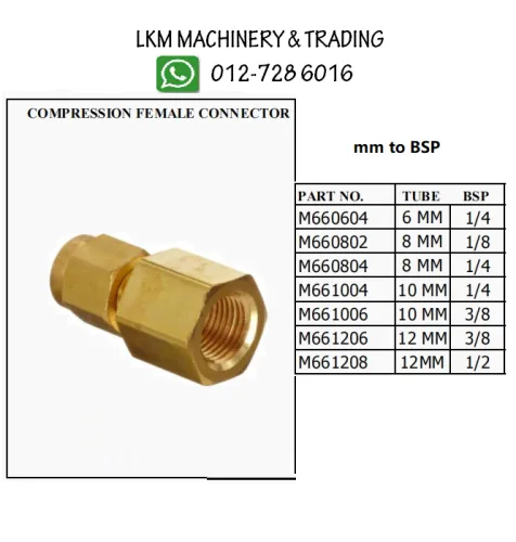 Brass Compression Female Connector(MM TO BSP)