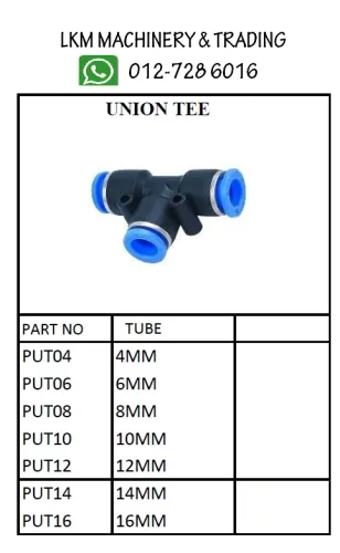 Pneumatic Fitting Push In - Union Tee