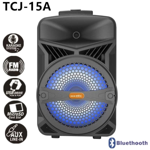 A/D/S 15inch Portable Speaker TCJ-15B With 2 Mic