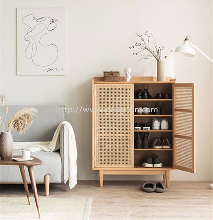 SC 001 - RATTAN SHOE CABINET