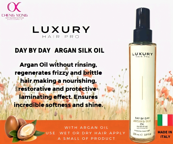 LUXURY DAY BY DAY ARGAN & SILK OIL 100ML LUXURY DAY BY DAY LUXURY HAIR PRO Malaysia, Melaka, Bachang Supplier, Suppliers, Supply, Supplies | Cheng Xiong Hair Saloon Supplier