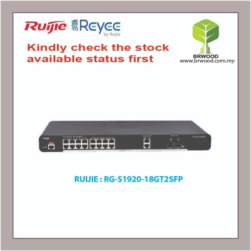 RUIJIE RG-S1920-18GT2SFP: S1920 18-PORT GIGABIT C/W 2 SFP L2 SMART MANAGED SWITCH