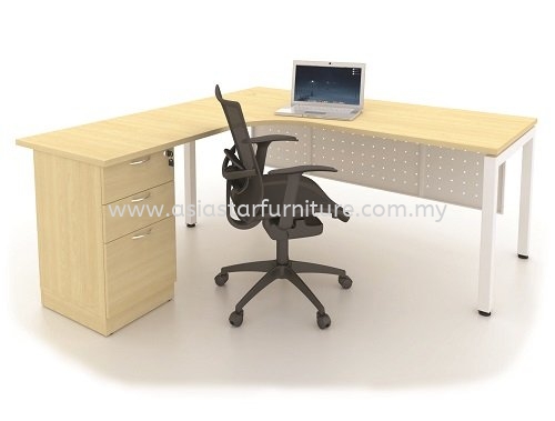 MUKI L-SHAPE WRITING OFFICE TABLE/DESK - L-Shape Office Table Pandan Indah | L-Shape Office Table Bukit Jelutong | L-Shape Office Table Kota Damansara | L-Shape Office Table Dataran Prima