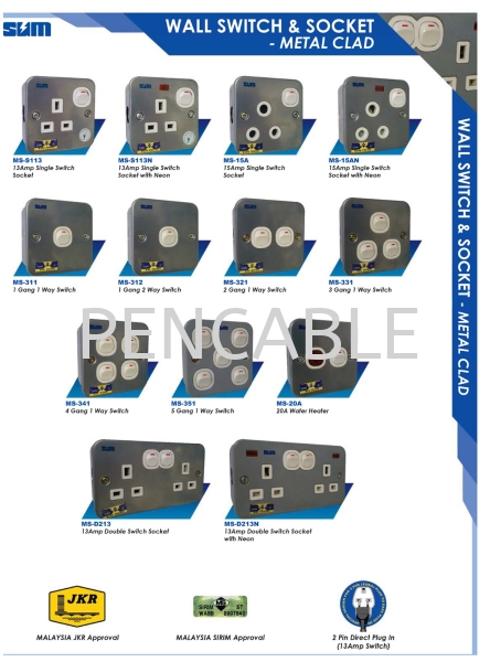 Wall Switch & Socket - Metal Clad Metal Clad Series Switches Penang, Malaysia, Bukit Mertajam Supplier, Distributor, Supply, Supplies | PENCABLE SDN BHD