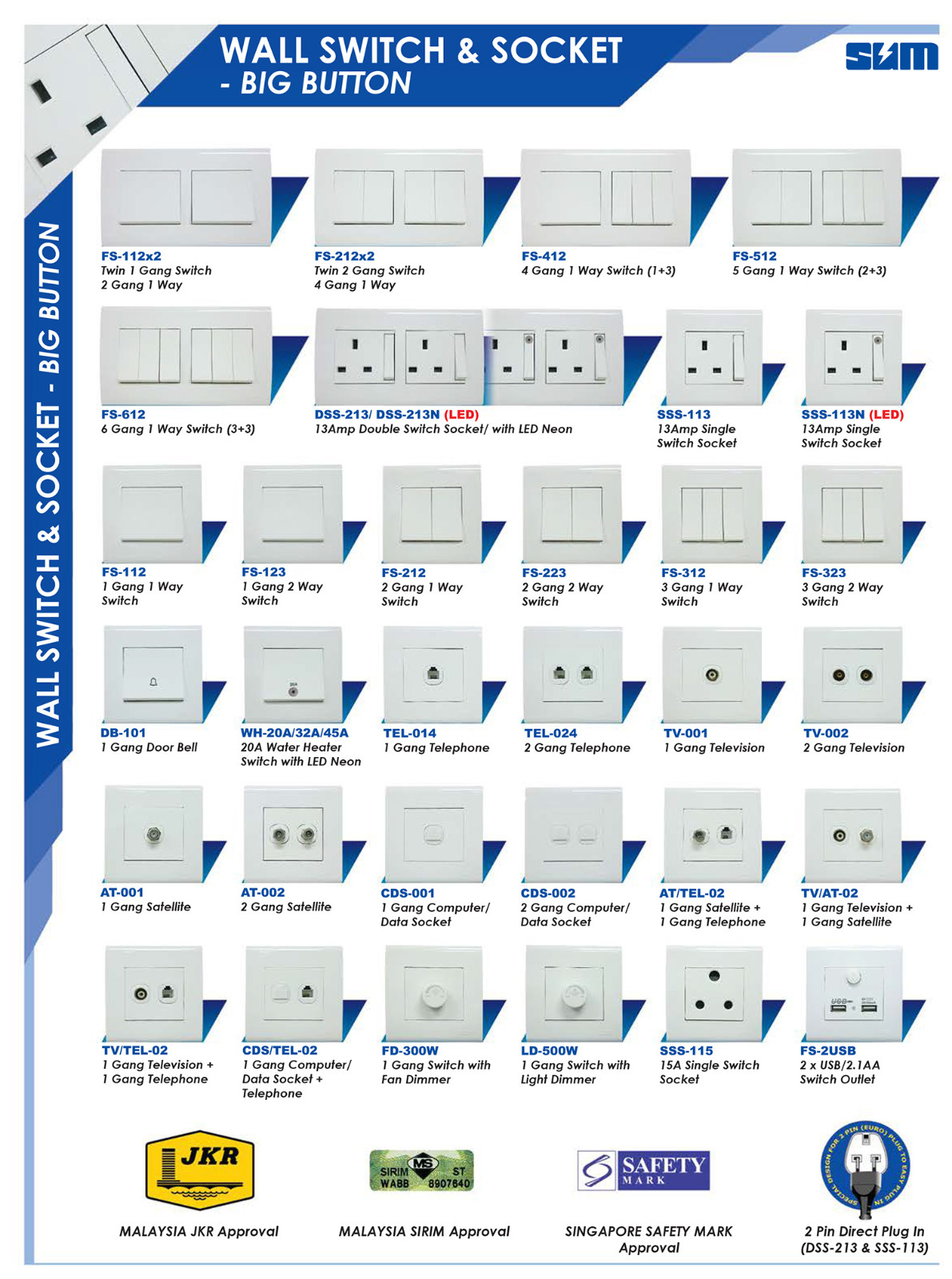 Wall Switch & Socket - Big Button