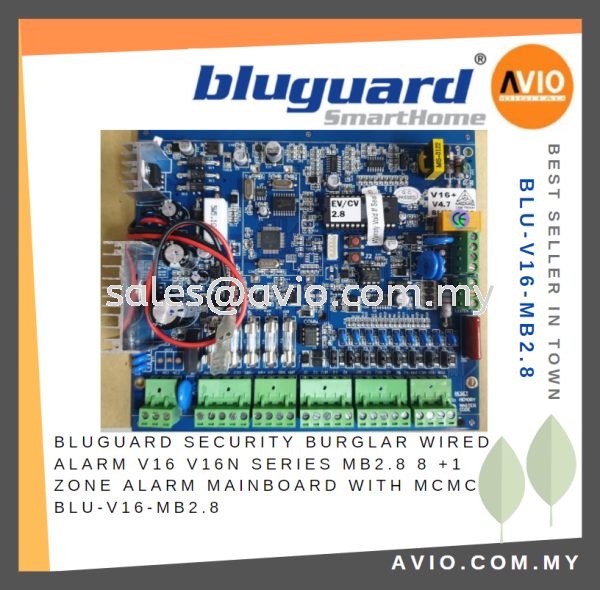 Bluguard Security Burglar Wired Alarm V16 V16N Series MB2.8 8 +1 Zone Alarm Mainboard with MCMC BLU-V16-MB2.8 Wired Alarm BLUGUARD Johor Bahru (JB), Kempas, Johor Jaya Supplier, Suppliers, Supply, Supplies | Avio Digital