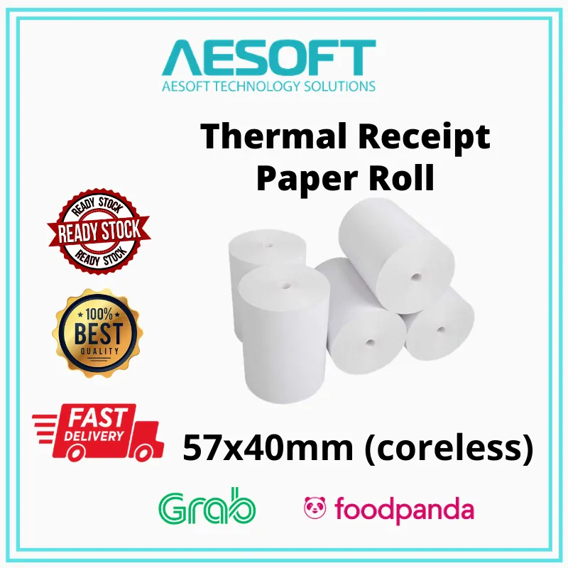 Thermal Receipts Paper Roll With Core 【57X40MM】CORELESS