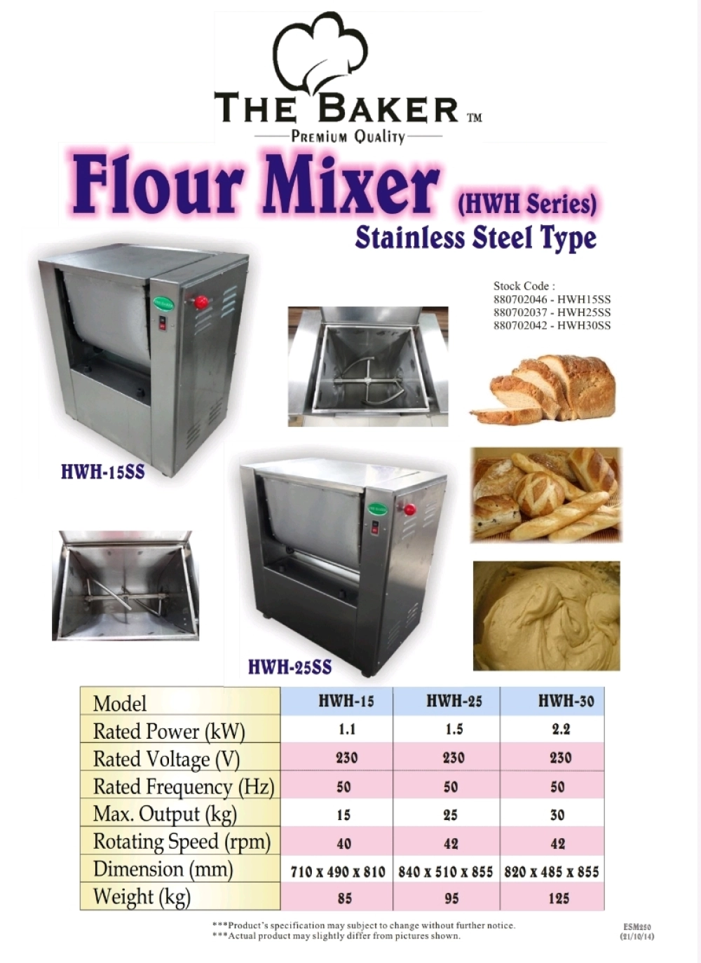 The Baker HWH25 S/S Flour Mixer