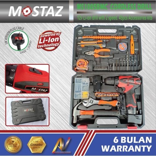 MOSTAZ 12V CORDLESS DRILL KIT 