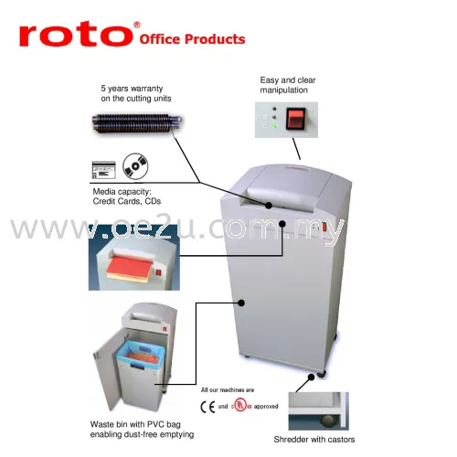 ROTO S400 CC-4 Paper Shredder (Shred Capacity: 13 Sheets, Micro Cut: 1.9x15mm, Bin Capacity: 37 Liters)_Made in Germany