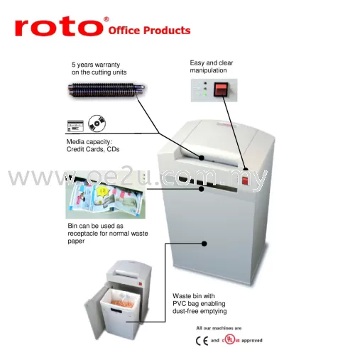 ROTO S300 SC-1 Paper Shredder (Shred Capacity: 21 Sheets, Strip Cut: 3.8mm, Bin Capacity: 32 Liters)_Made in Germany