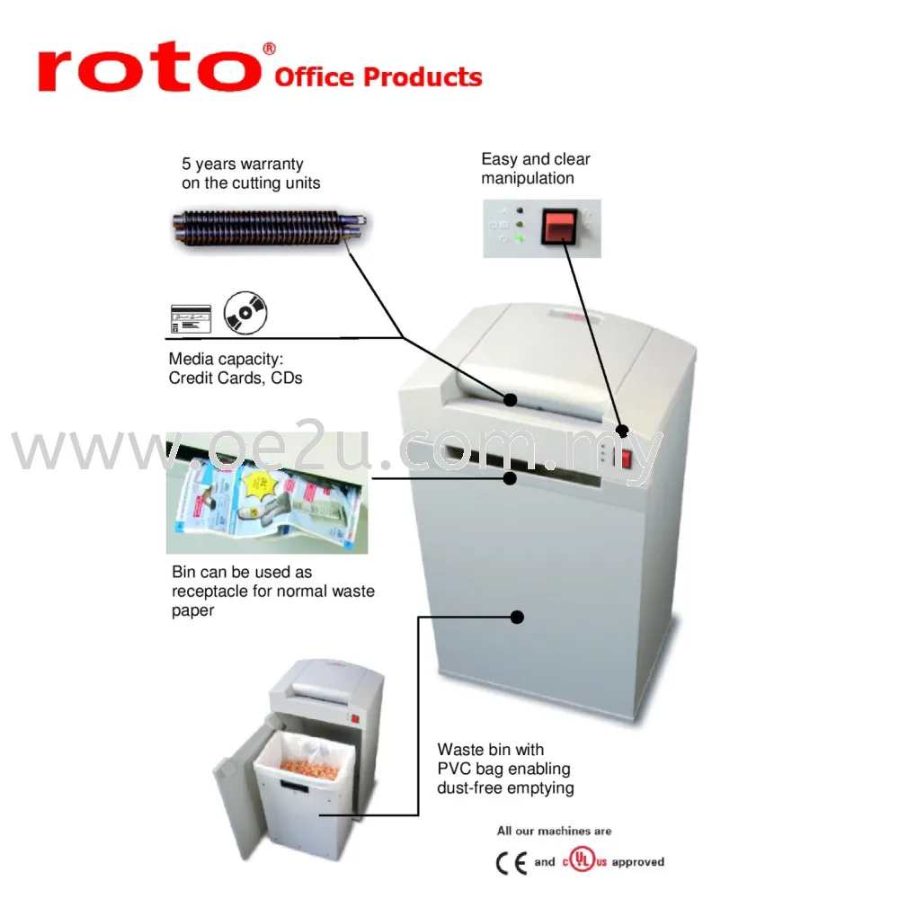 ROTO S300 SC-0 Paper Shredder (Shred Capacity: 27 Sheets, Strip Cut: 5.8mm, Bin Capacity: 32 Liters)_Made in Germany