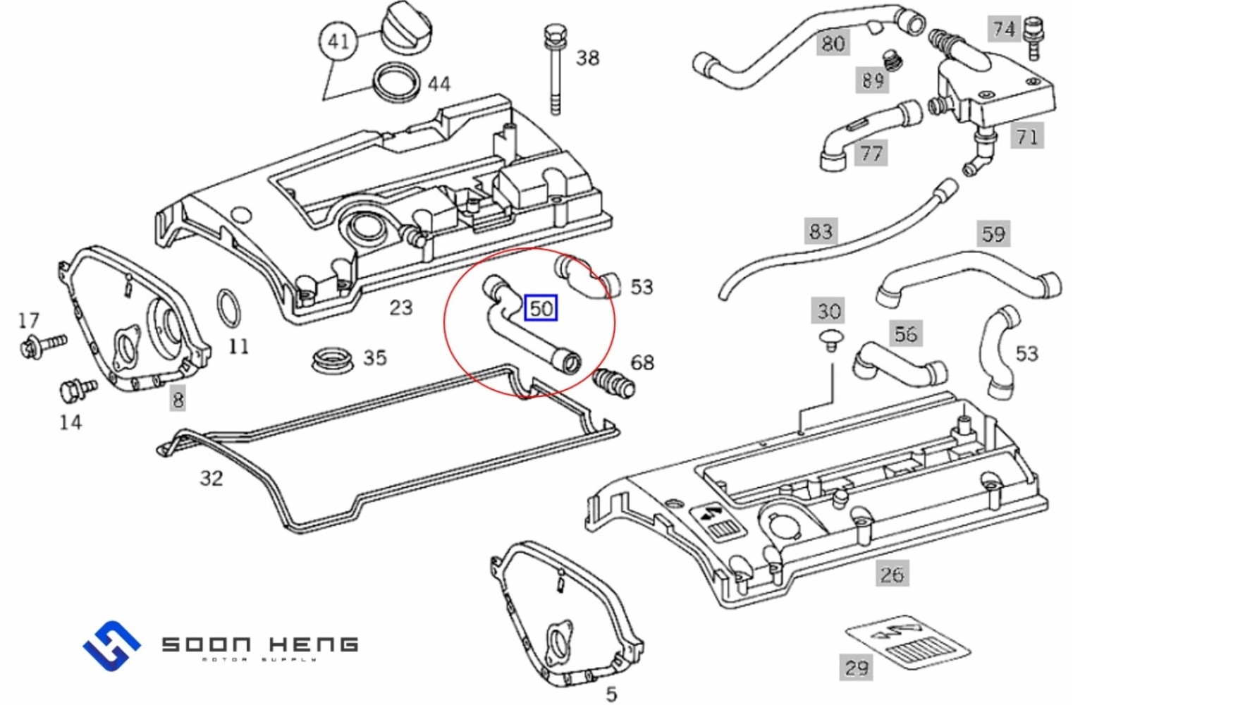 Mercedes-Benz W202, W124 and C124 with Engine M111 - Crankcase Breather Hose/ Idle Speed Actuator Hose (Original MB) 