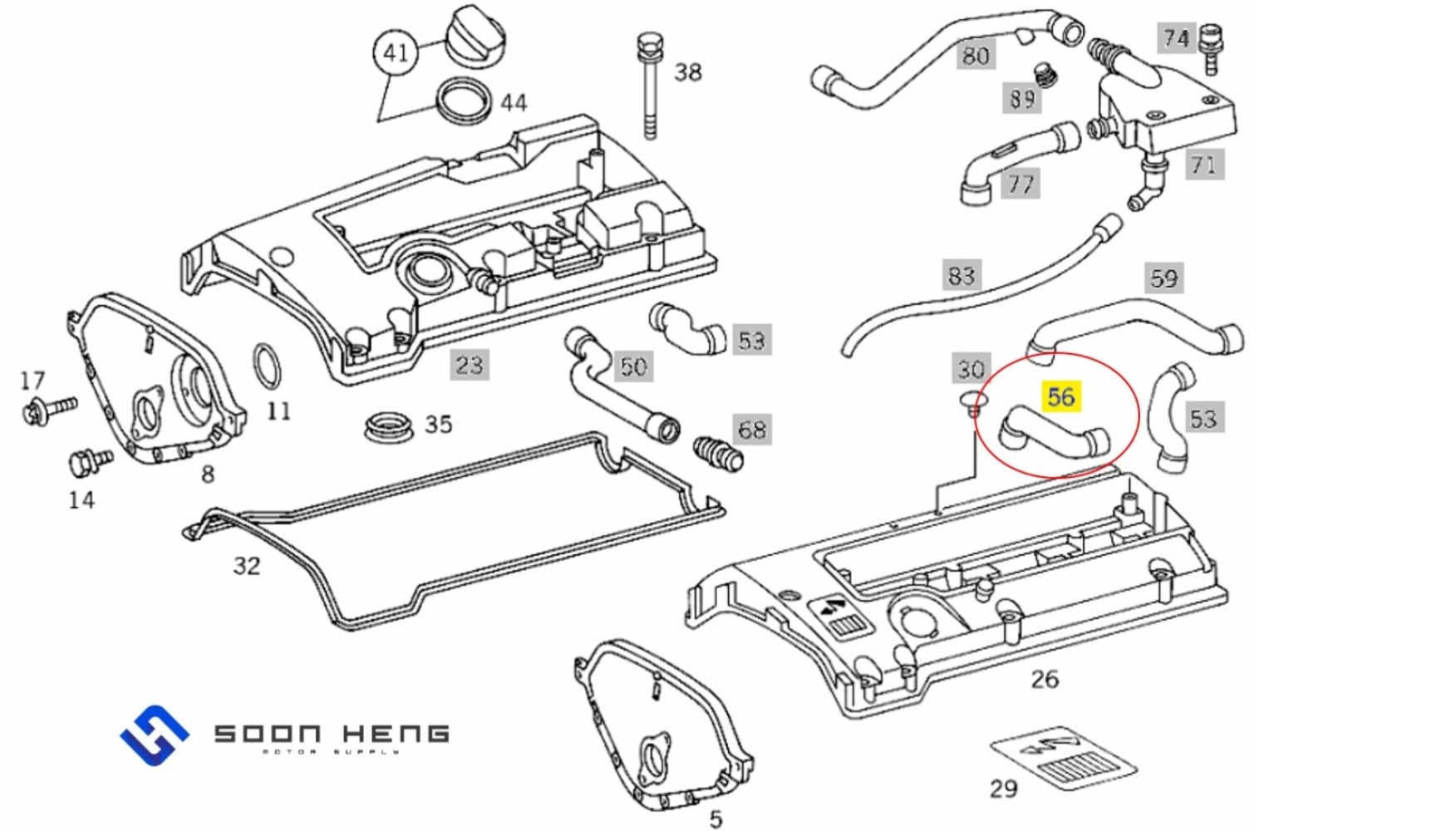 Mercedes-Benz W202, C208, W210 and W163 with Engine M111 - Crankcase Breather Hose (Original MB) 