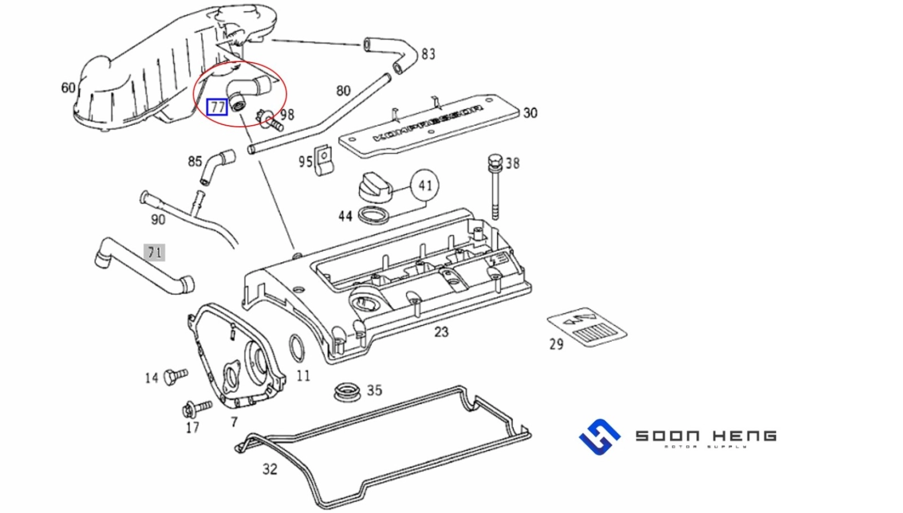 Mercedes-Benz with Engine M111 - Crankcase Breather Hose/ Oil Separator Hose (Original MB) 