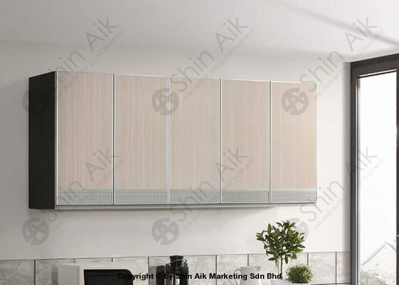 3318-526 (6'ft) Ash & Wenge Two-Tone Modular Wall Cabinet With Aluminum Doors