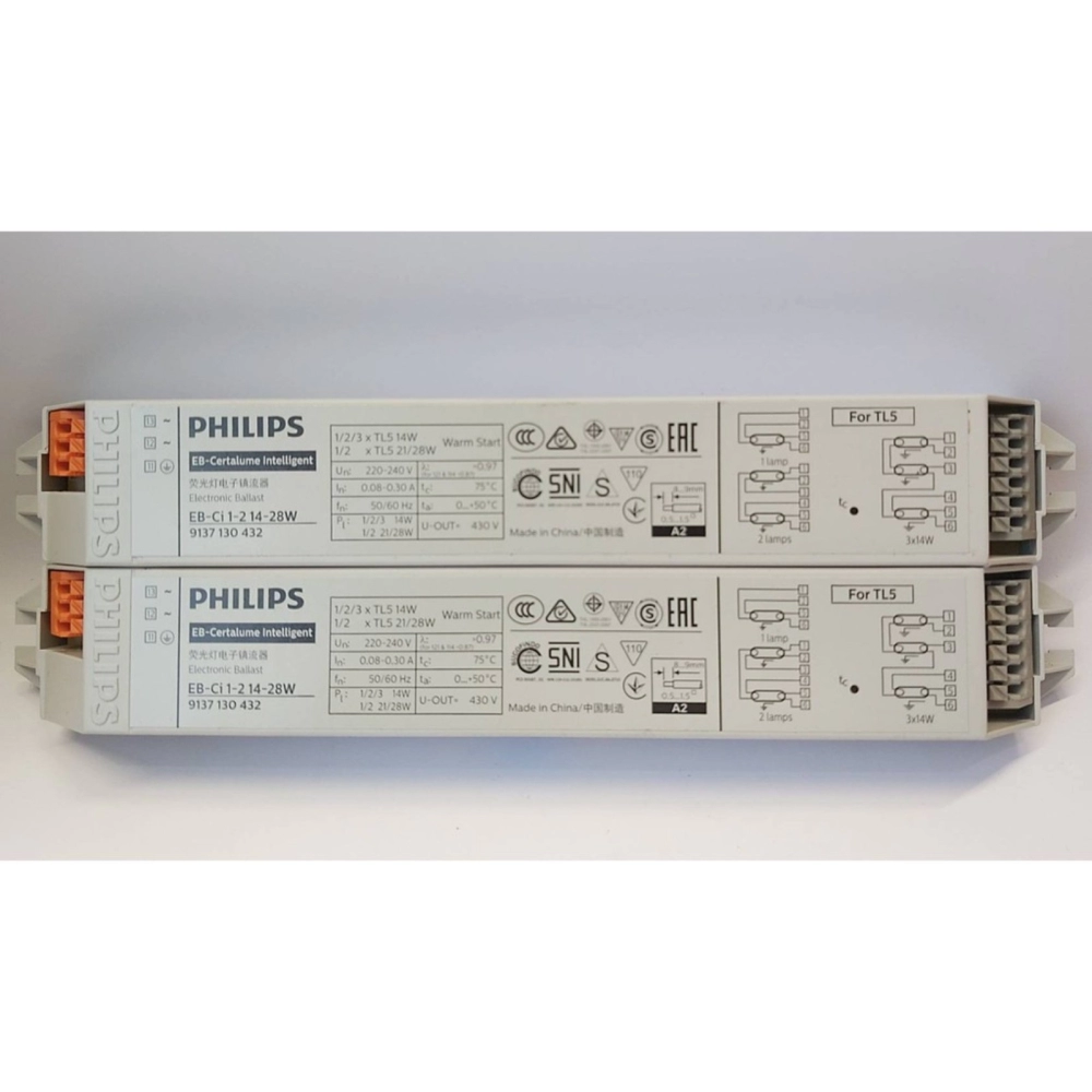 PHILIPS EB-Ci T5 1-2 14-28W 220-240V 50/60 Hz ELECTRONIC BALLAST FOR T5/TL5 LAMPS