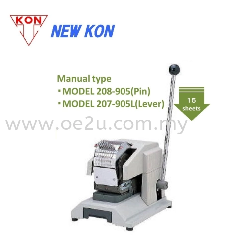 NEW KON 207-905L Manual Lever Perforator (Double Line 8-Digit Perforator: Date / Numbers)