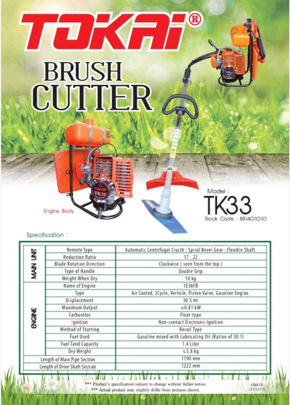 Tokai TK-33 Backpack Brush Cutter