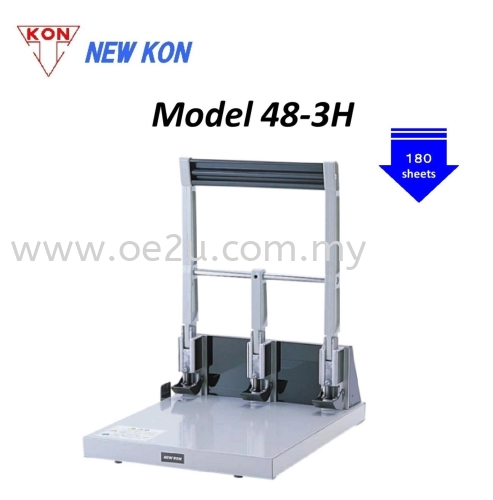 NEW KON 48-3H Heavy Duty 3-Hole Manual Puncher (Punch Capacity: 180 sheets / Hole Diameter: 7mm )