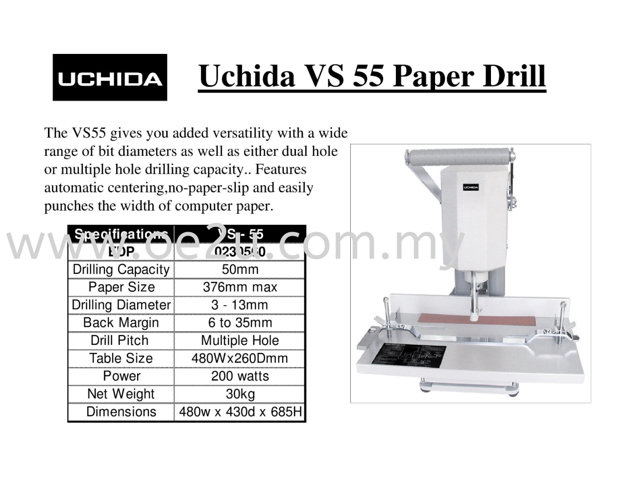 UCHIDA VS-55 Paper Drilling Machine (Made in Japan)_*DISCONTINUED*