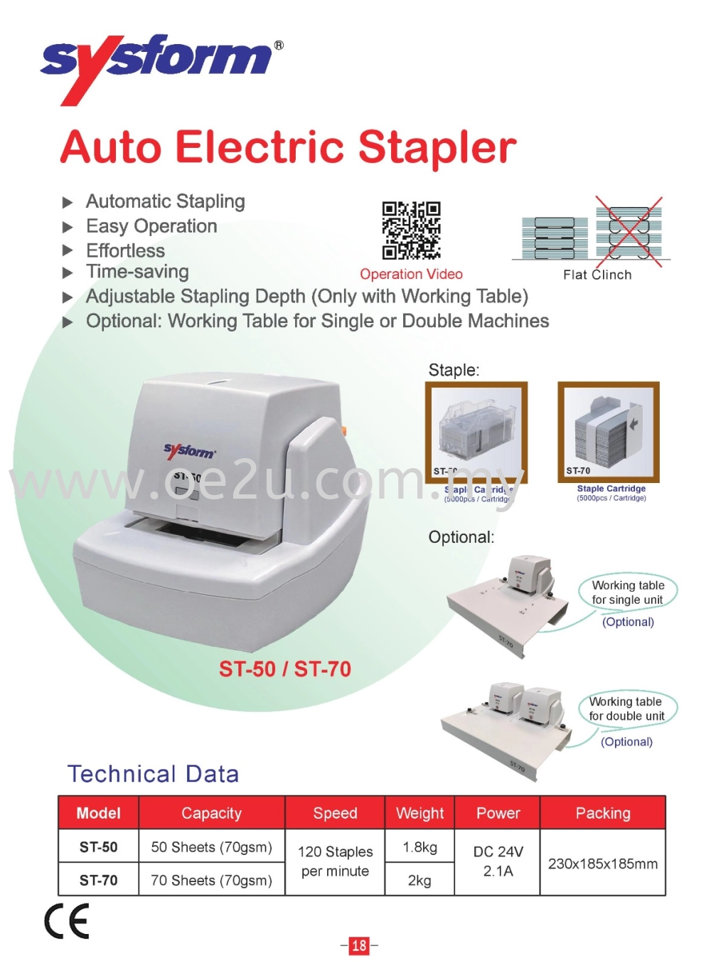 SYSFORM Staple Cartridge for ST-70 (5000 Staples / Cartridge, 3 Cartridges / Box)