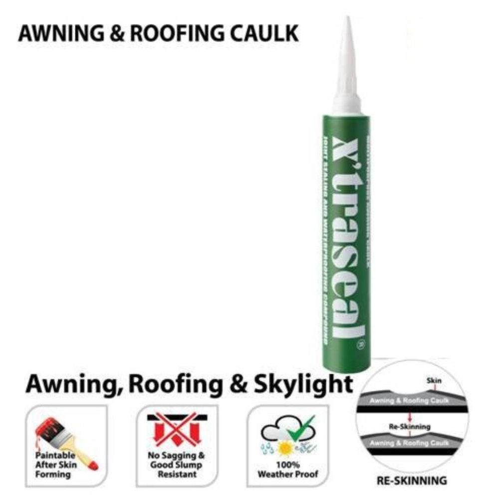 400ml XTRASEAL AWNING CAULK & ROOFING SILICONE SEALANT