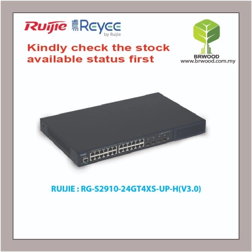 RUIJIE RG-S2910-24GT4XS-UP-H(V3.0): RG-S2910 24-PORT GIGABIT L2+ MANAGED HPOE SWITCH WITH 4-SFP+ (370W)