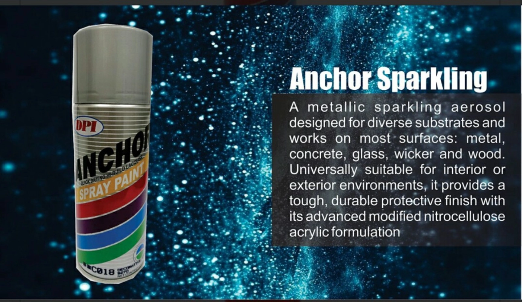 ANCHOR Spray Paint / Aerosol Spray / Sparkling Colour (** 2 Star) 400ml