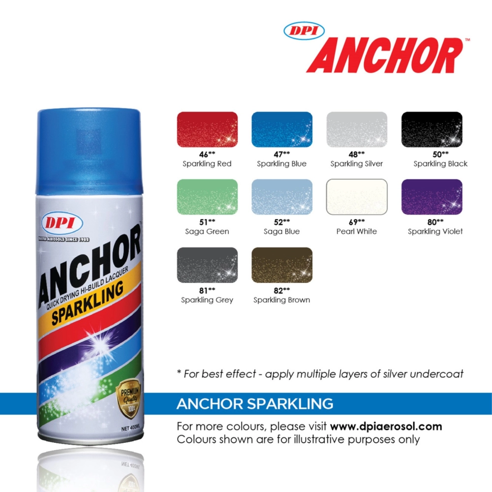 ANCHOR Spray Paint / Aerosol Spray / Sparkling Colour (** 2 Star) 400ml