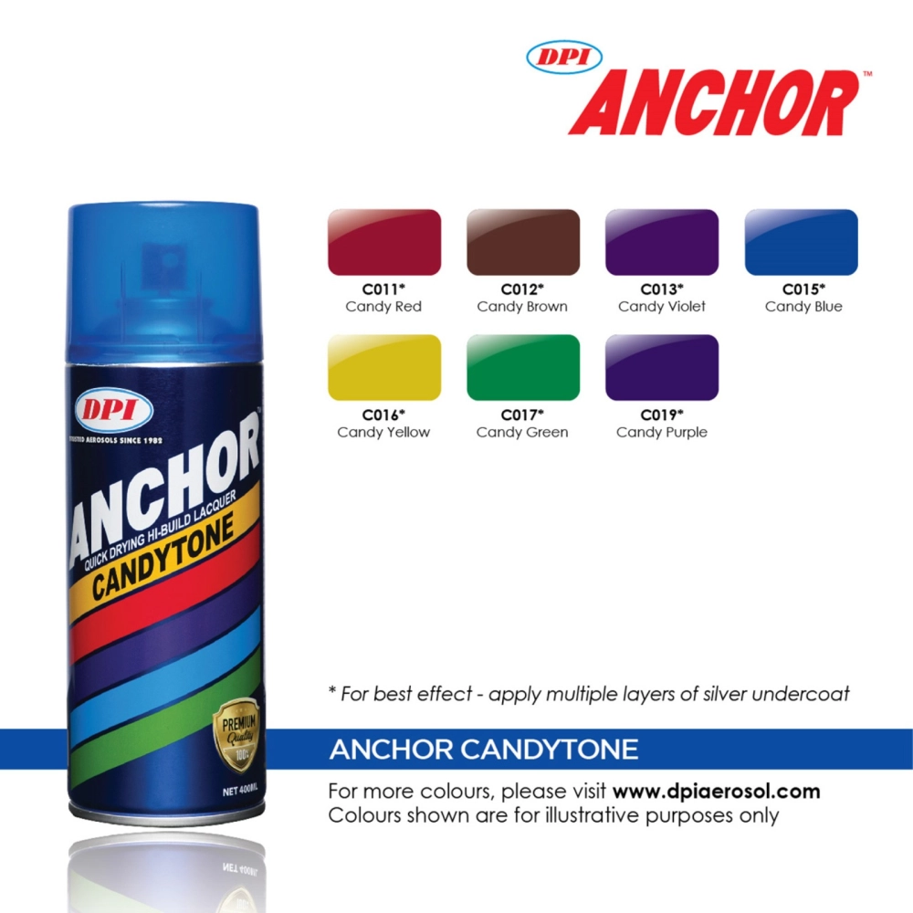 ANCHOR Spray Paint / Aerosol Spray / Candytone Candy Tone Colour (* 1 Star) 400ml