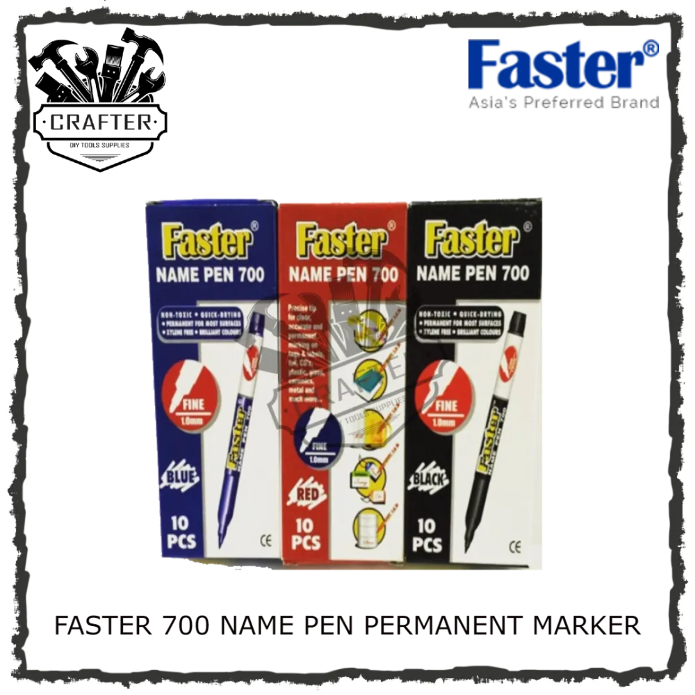 FASTER 700 Name Permanent Pen Marker ( Black / Blue / Red ) 1.0mm Fine