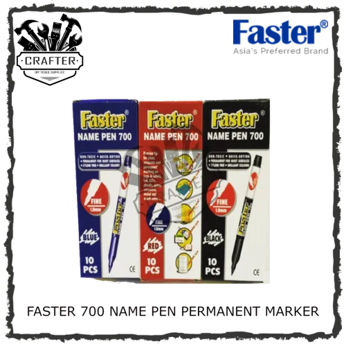 FASTER 700 Name Permanent Pen Marker ( Black / Blue / Red ) 1.0mm Fine