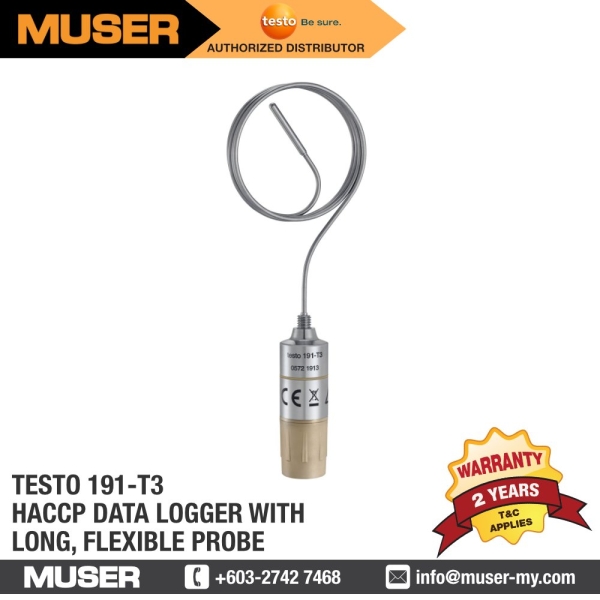 testo 191-T3 HACCP Temperature Data Logger with Long, Flexible Probe HACCP Data Loggers Data Loggers / Monitoring System Testo Kuala Lumpur (KL), Malaysia, Selangor, Sunway Velocity Supplier, Suppliers, Supply, Supplies | Muser Apac Sdn Bhd