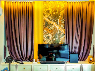 Living Room Modern Interior Design Features Wall TV Console Cabinet Customized Furniture Renovation Eco Botanic Johor Bahru JB