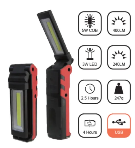 TMLT40 LED Foldable Work Light - USB Rechargeable