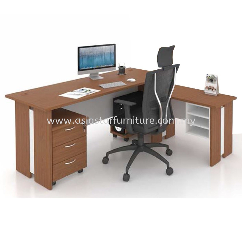 FAMAH 5' OFFICE TABLE C/W SIDE TABLE & DRAWER 3D SET (COLOR CHERRY) - office table set Cheras | office table set Mahkota Cheras | office table set Taman Melawati | office table set Ampang