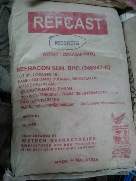 Refcast Midcrete Castables Refractory Johor Bahru (JB), Malaysia, Desa Jaya Supplier, Suppliers, Supply, Supplies | Deltech Engineering Sdn Bhd