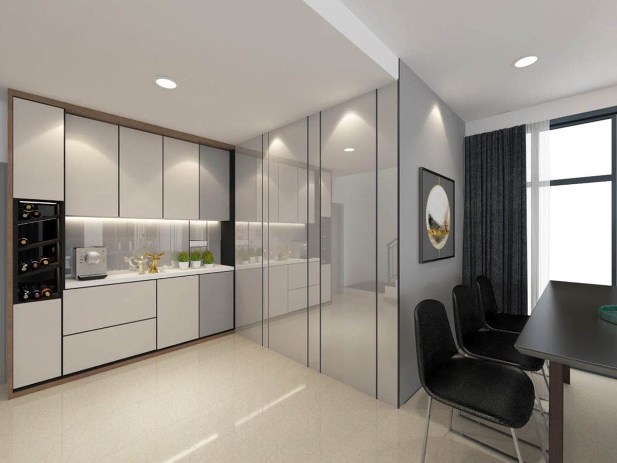 Kitchen Area Dry&Wet Kitchen Cabinet Modern Interior Design Ideas-Renovation-Residential- Glenmarie, Tebrau,Johor Bahru