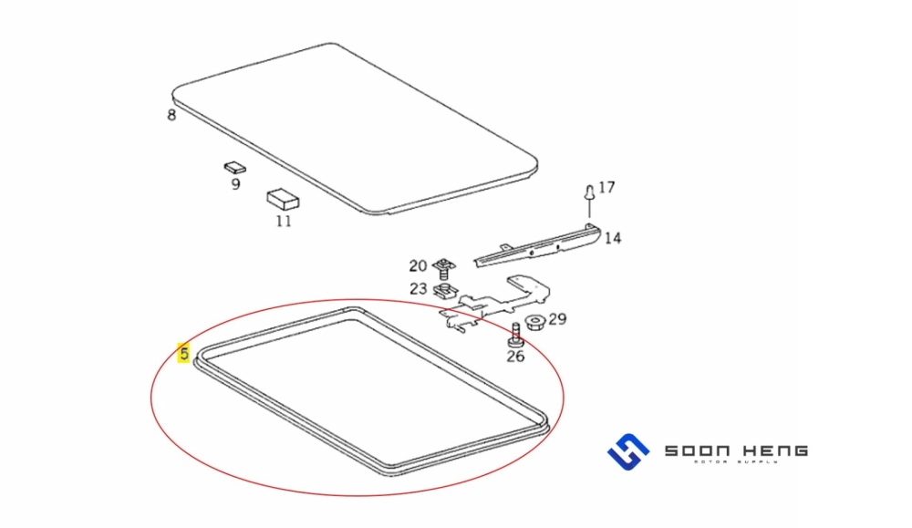 Mercedes-Benz W126, W140 and G463 - Seal For Sliding Roof Plate Used With Glass Version (Original MB)