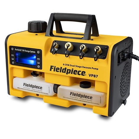 Fieldpiece VP87 DC Vacuum Pump with RunQuick Oil Change System, 8 CFM  Fieldpiece Measuring Instruments (USA)