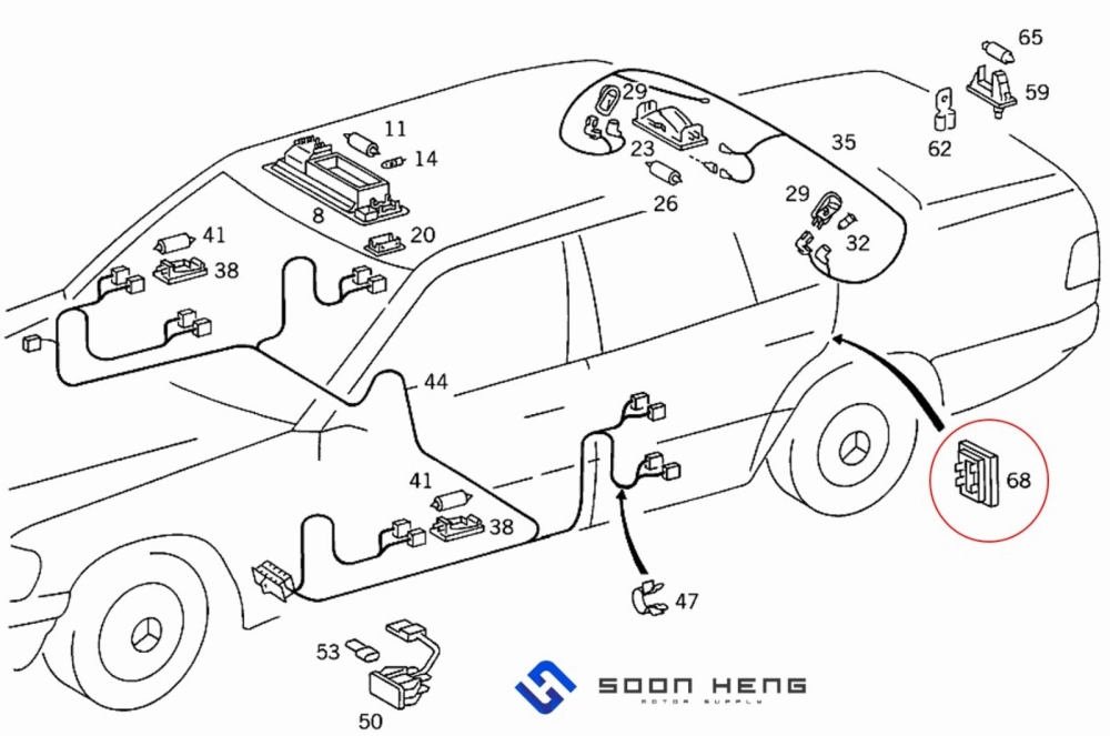 Mercedes-Benz W126 and C126 - Door Reflector (Original MB)