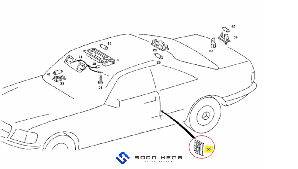 Mercedes-Benz W126 and C126 - Door Reflector (Original MB)