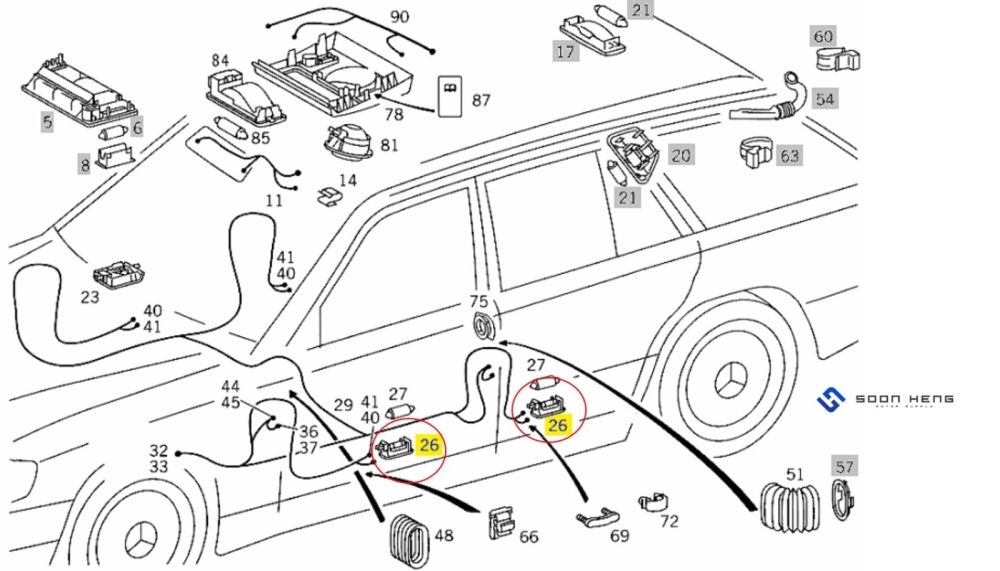 Mercedes-Benz W124, C124, S124, R129, C140, C208 and W163 - Courtesy Lamp (Original MB)