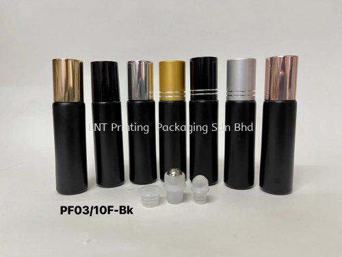 10Ml Frosted Black Bottle + Roll On + Cap