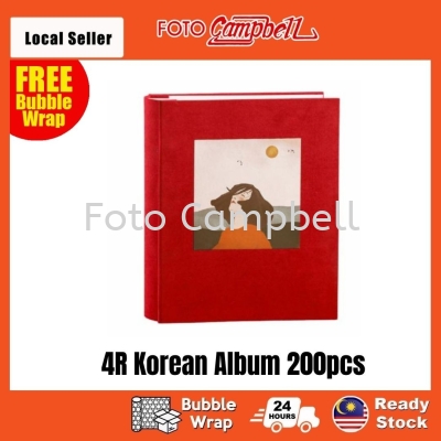 4R-200pcs fabric cover Pocket AlbumReady Stock---red