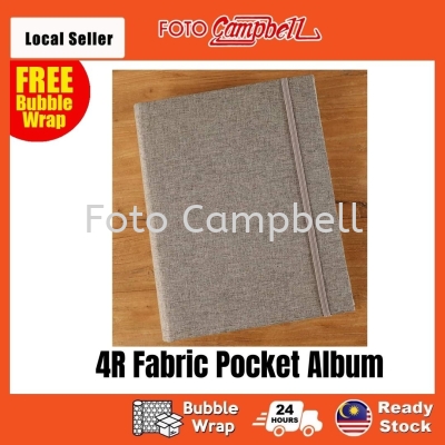 4R-100/200pcs pocket Photo Album(fabric cover)Ready Stock--- grey