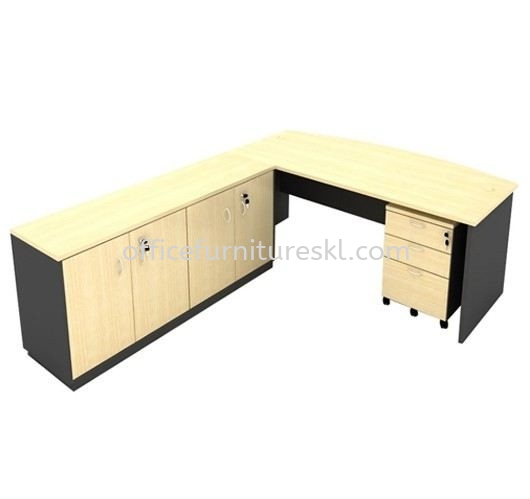 6 FEET EXECUTIVE OFFICE TABLE C/W DUAL SIDE CABINET & MOBILE DRAWER 2D1F SET - Office Table Pandan Perdana | Office Table Taman Muda | Office Table Taman Connaught | Office Table Port Klang